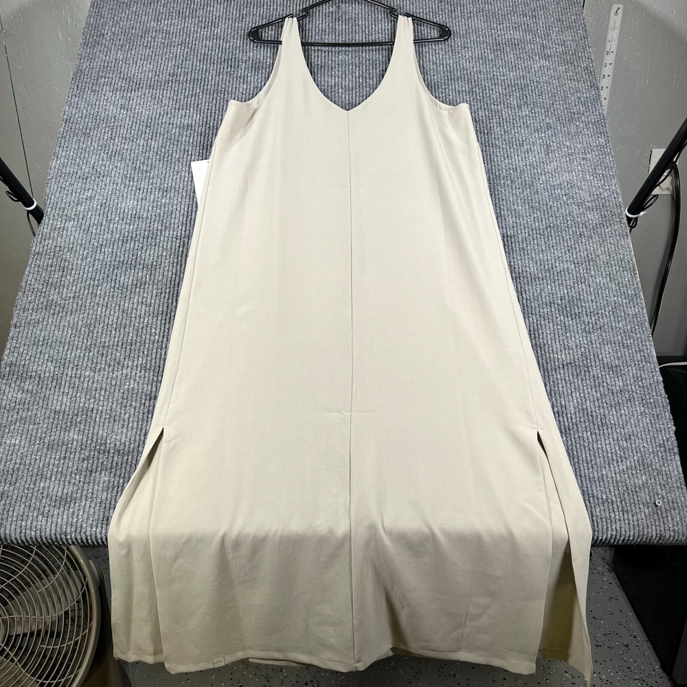 Lululemon V Neck Midi Dress Womens Size 10 Beige Casual Active Lightweight New - Picture 15 of 16